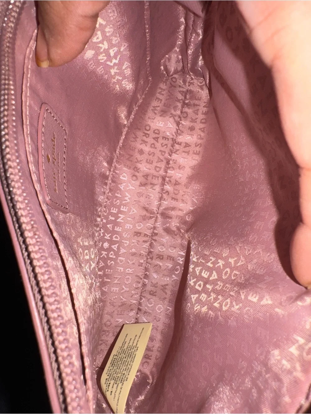 kate spade Lilac Crossbody with Pink Glitter Trim